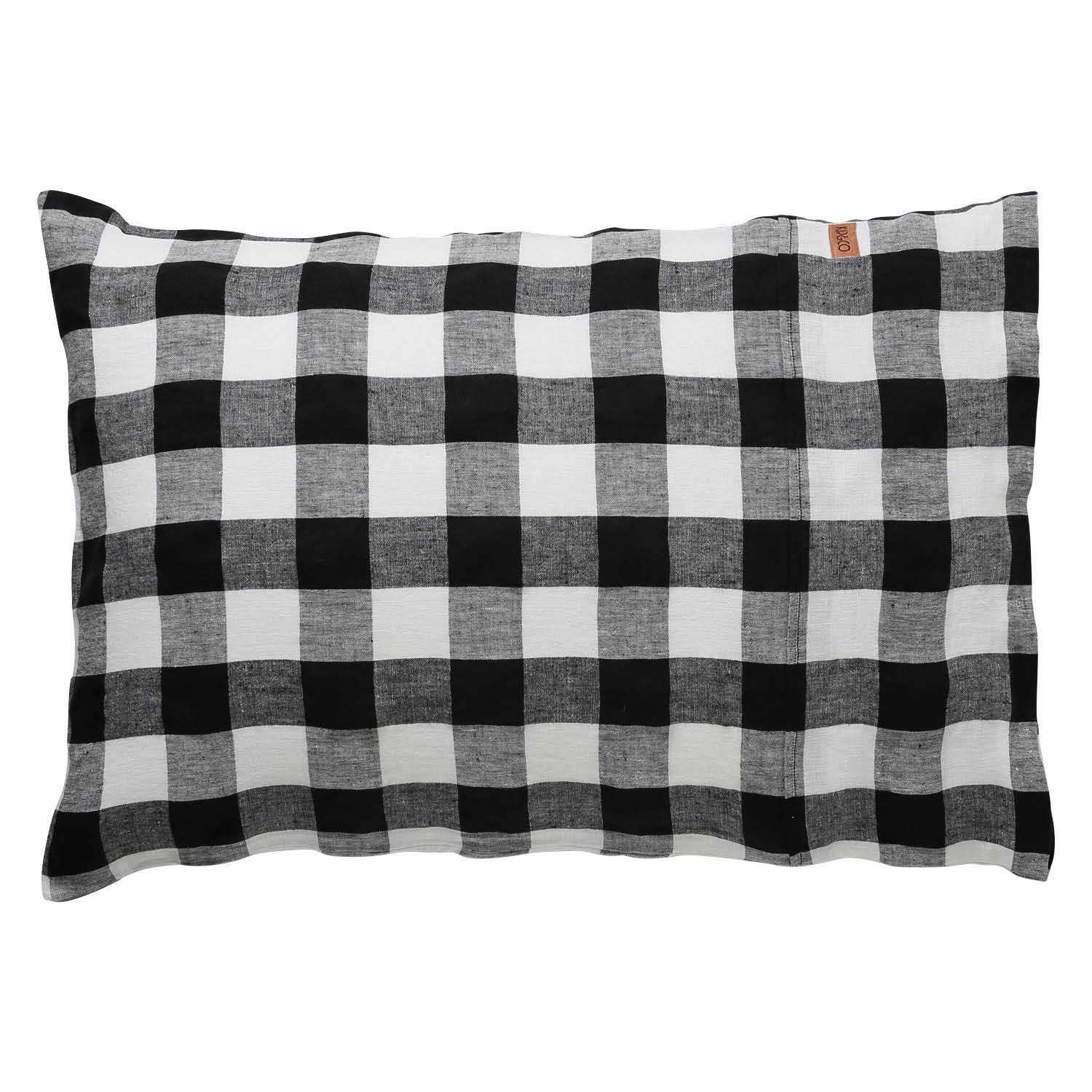 Kip&Co Black & White Gingham Linen Pillowcases 2P Std Set